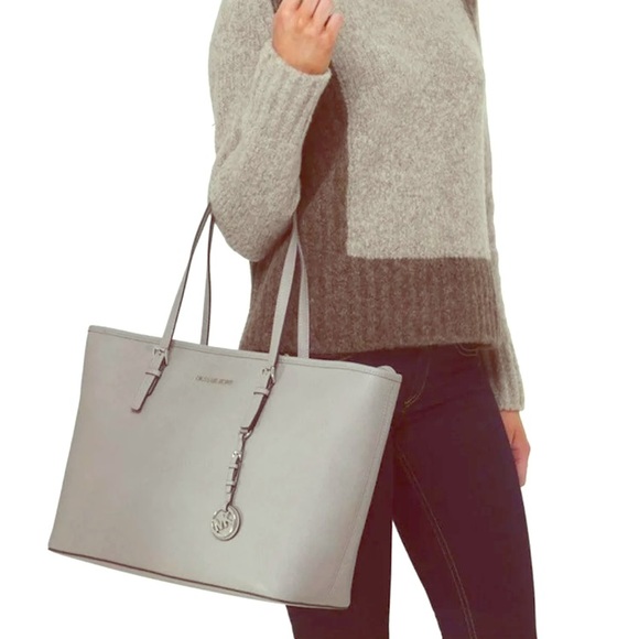 Michael Kors Large Grey Silver Hardware Jet Set